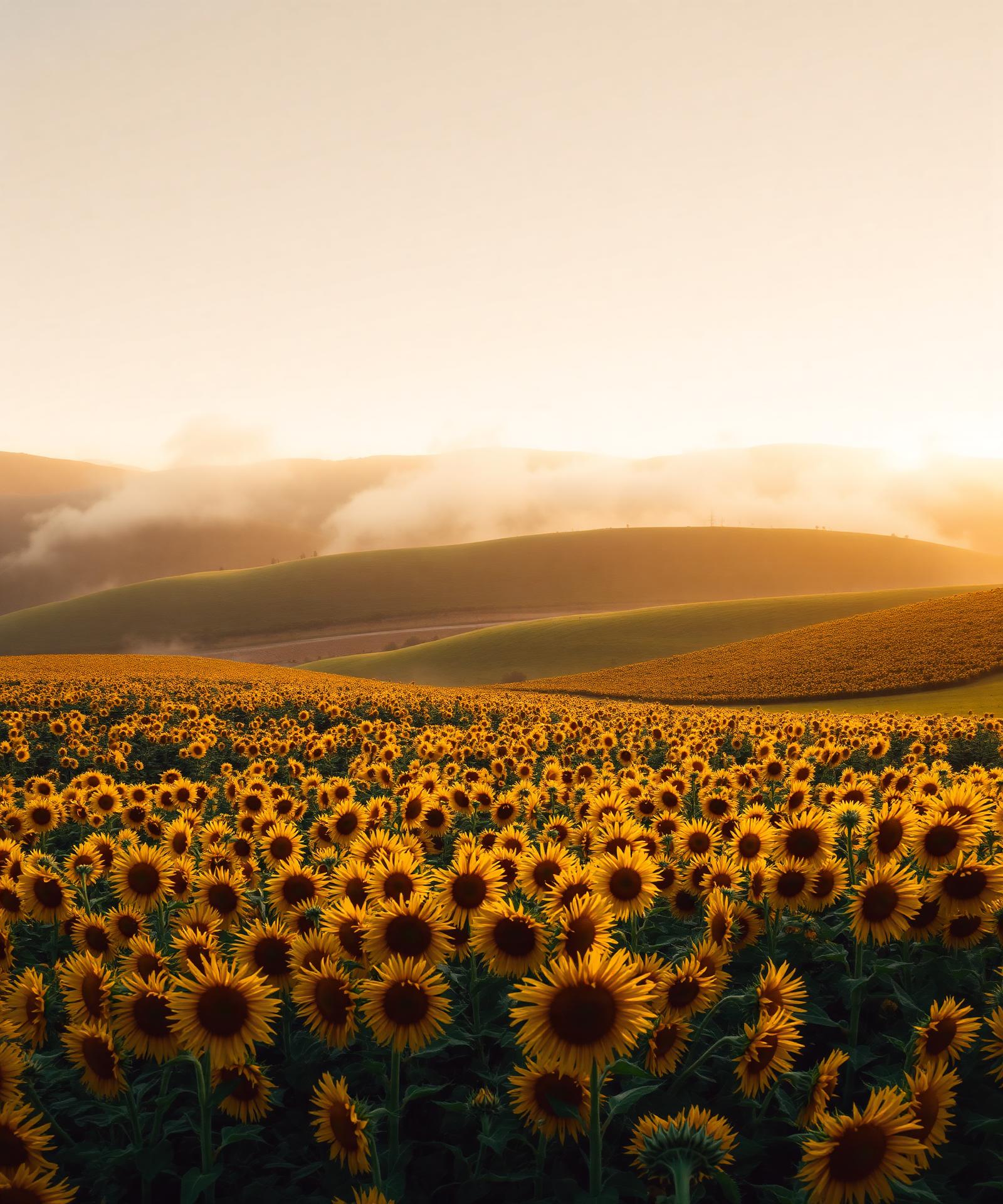 Campo de girassóis ao nascer do sol